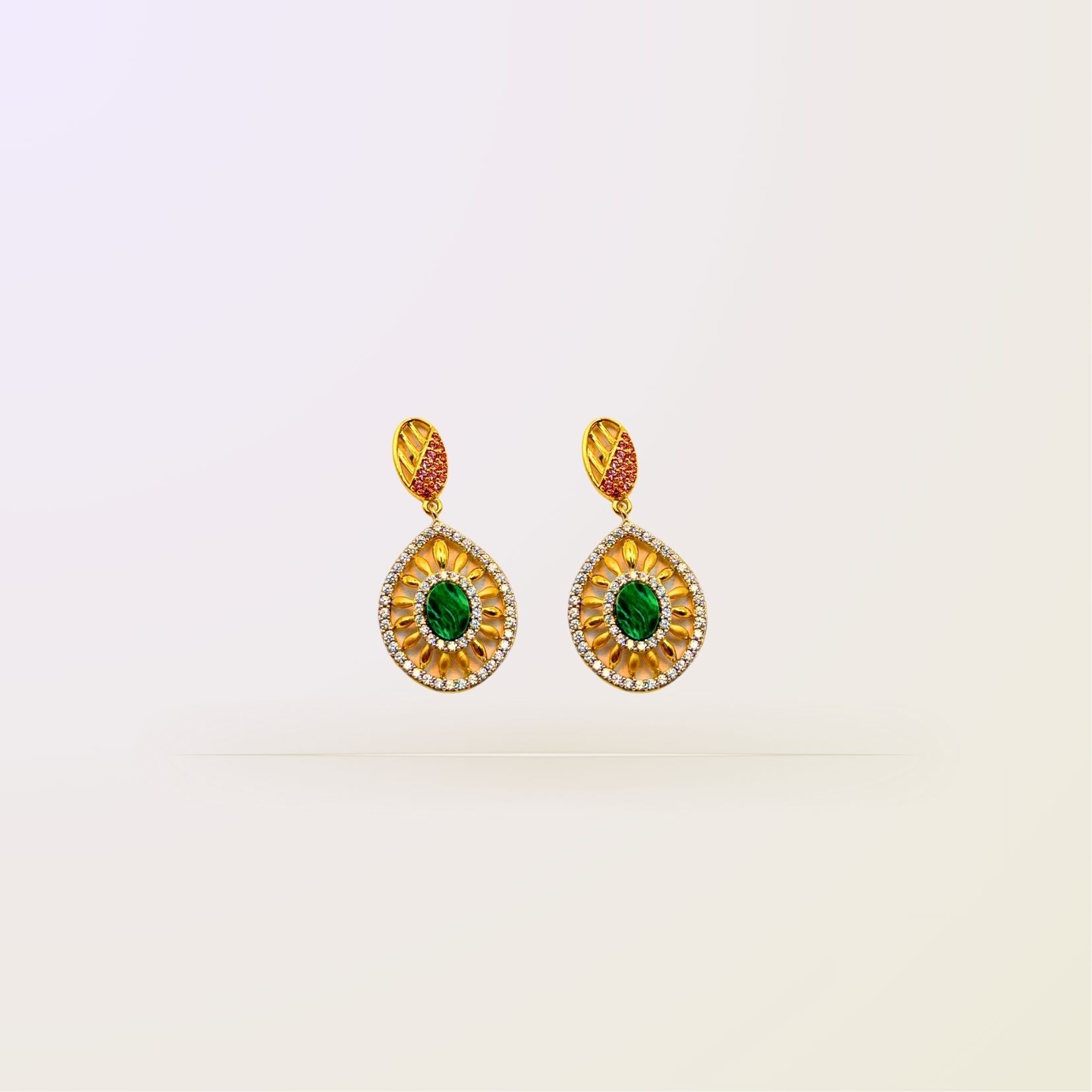 Serenity Green Gold Earrings