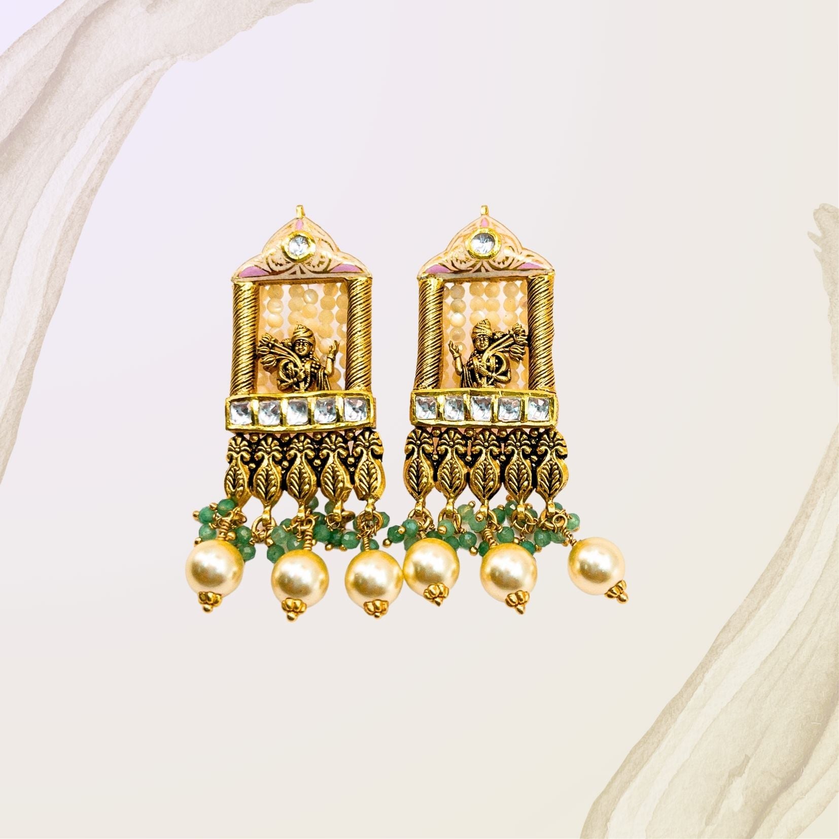 Celestial Krishna Kundan Gold Earrings