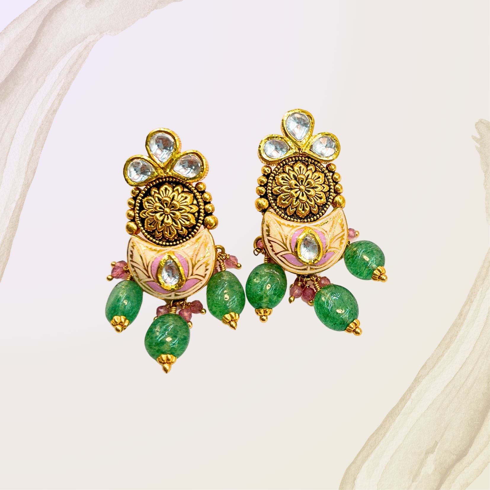 Verdant Kundan Gold Danglers
