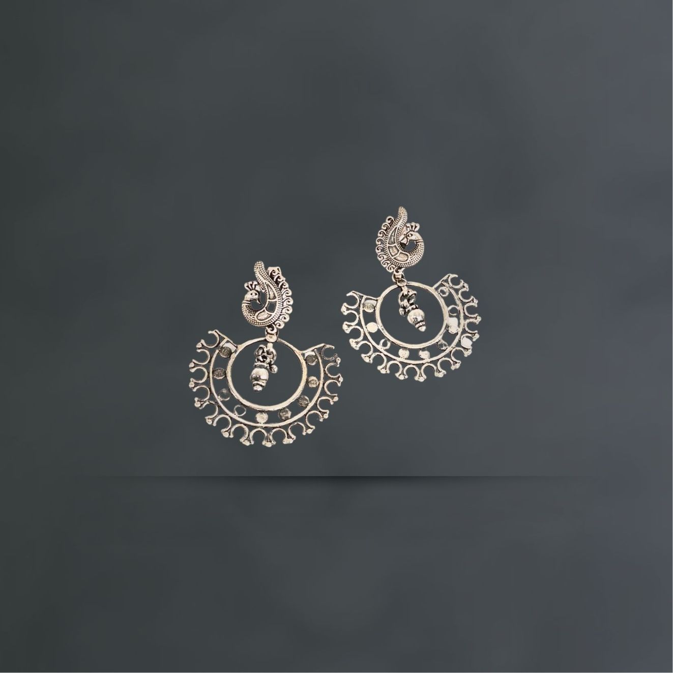 Peacock Silver Chandbali