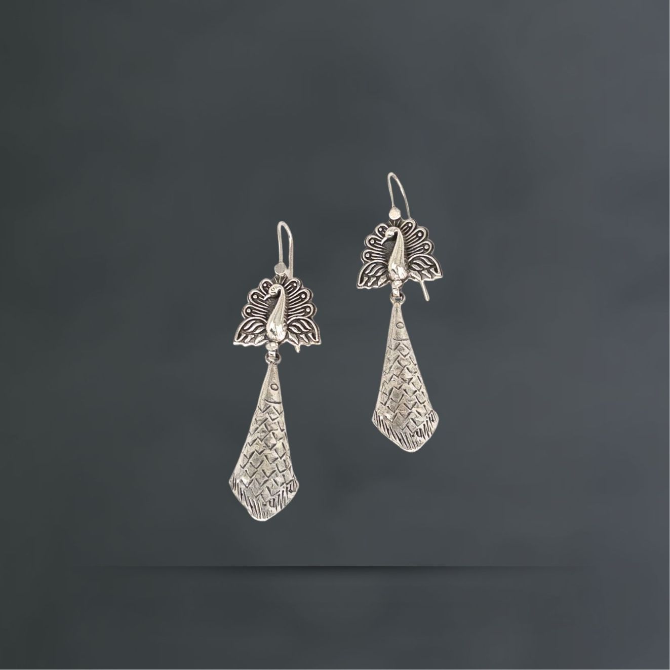 Peacock Oxidized Danglers