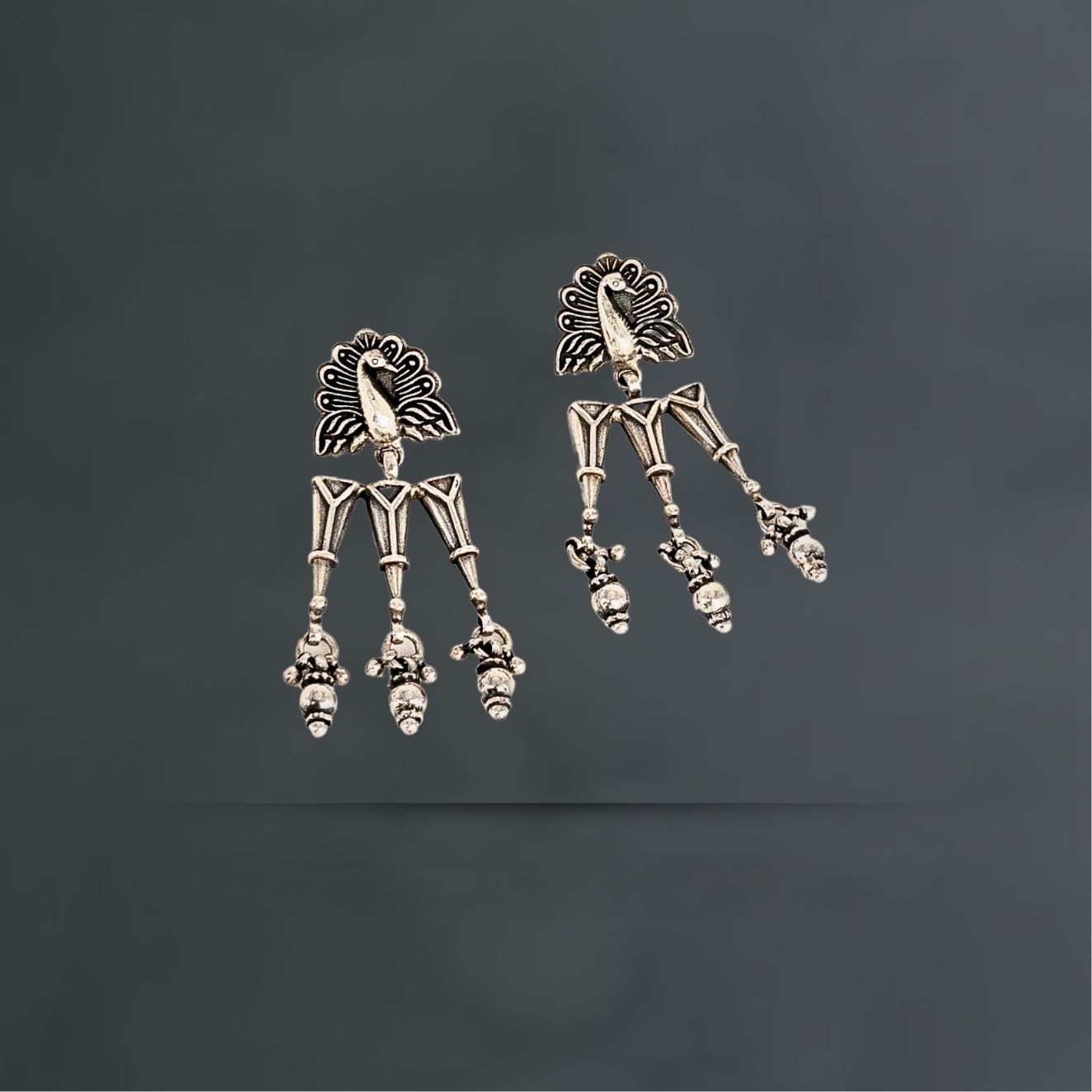 Peacock Silver Danglers